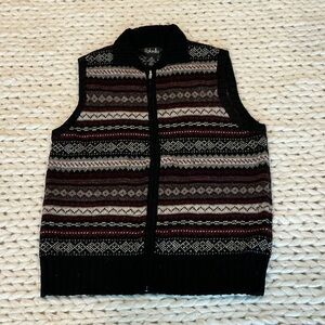Chic Men's Black, Gray, and Brown Patterned Sweater Vest